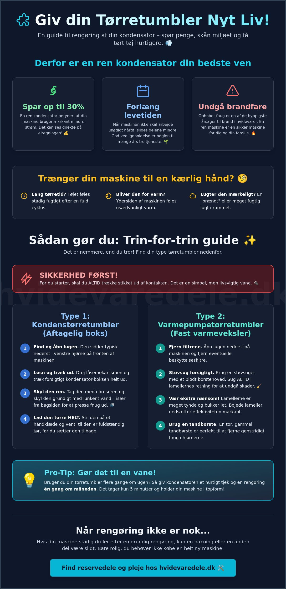 Rengøring af kondensator tørretumbler
