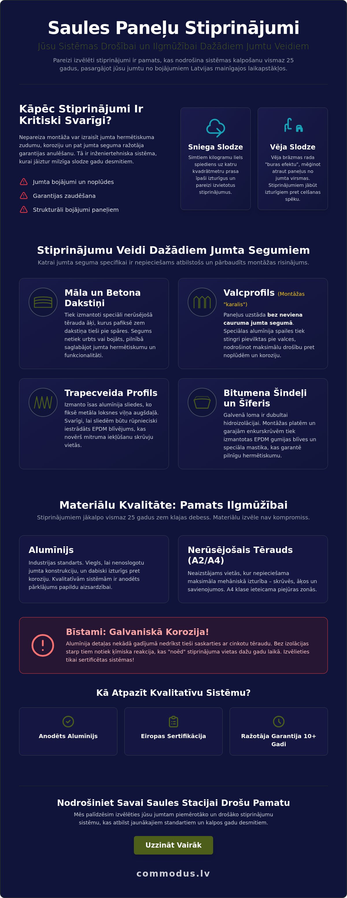 Saules paneļu stiprinājumi dažādiem jumtiem