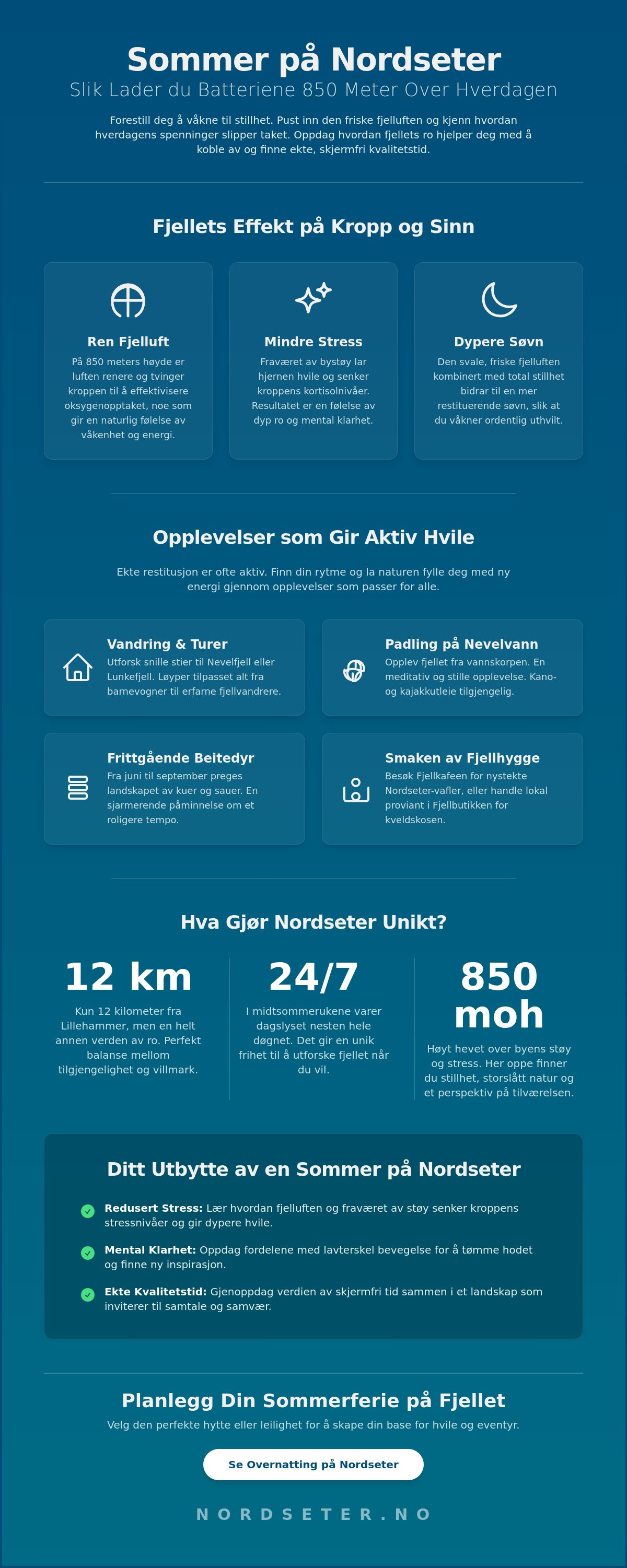 Den friske morgenluften og kjenn hvordan hverdagens spenninger slippe taket og du kan genopplade de tomme batteriene. Slik er sommer på Nordseter
