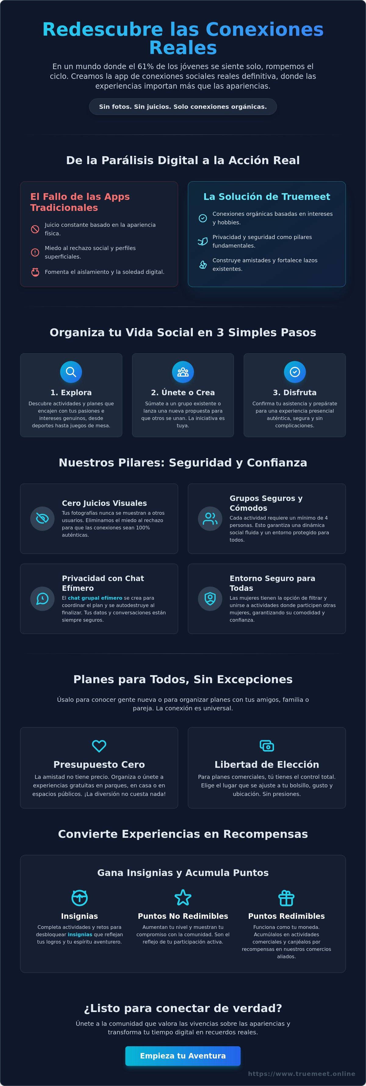 App conexiones sociales reales