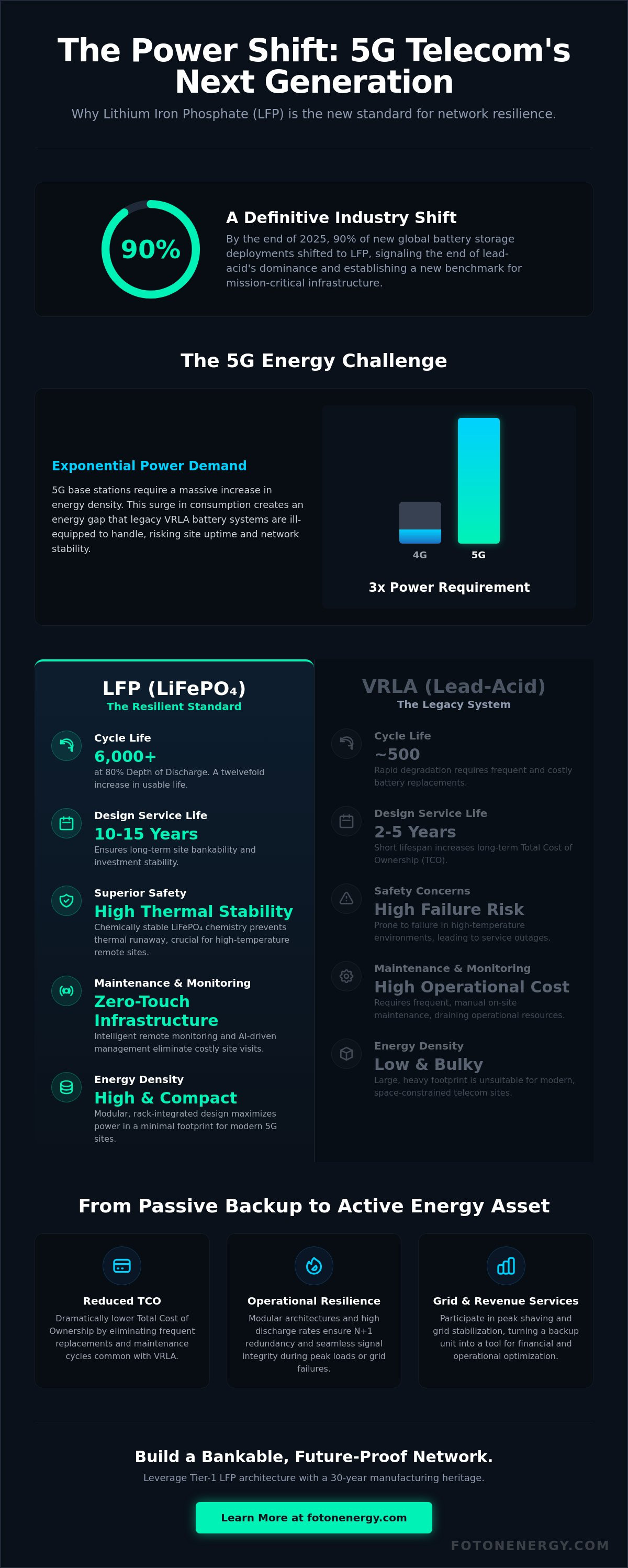 LFP battery storage for telecom