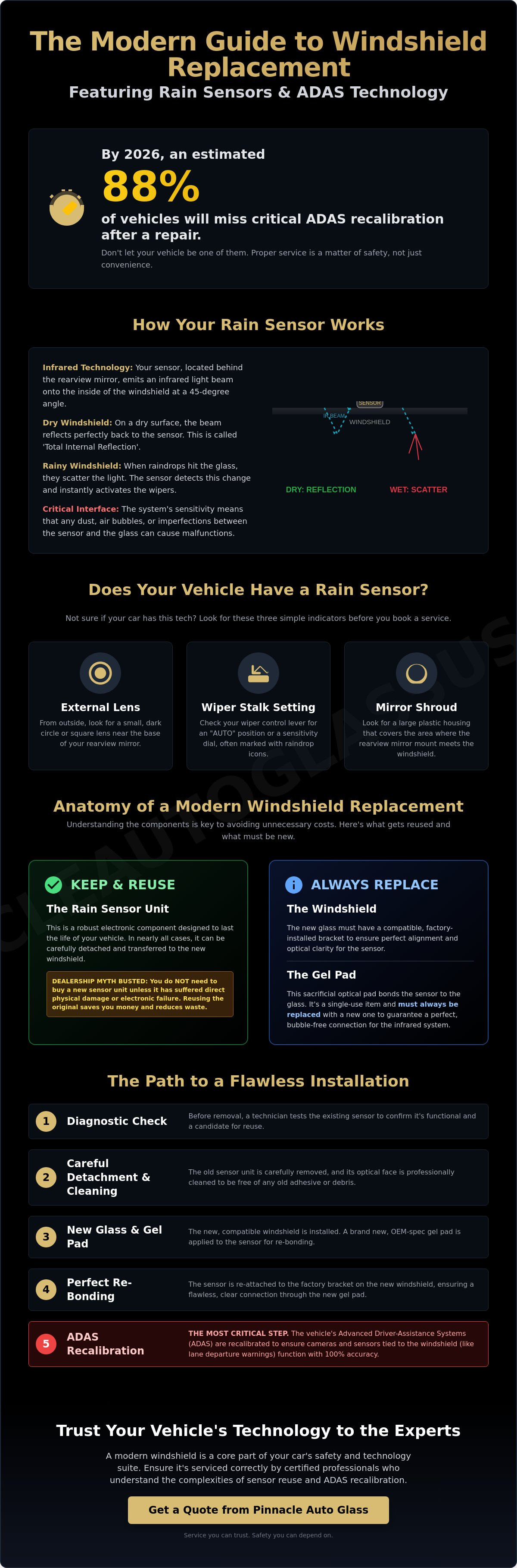 Windshield replacement with rain sensor