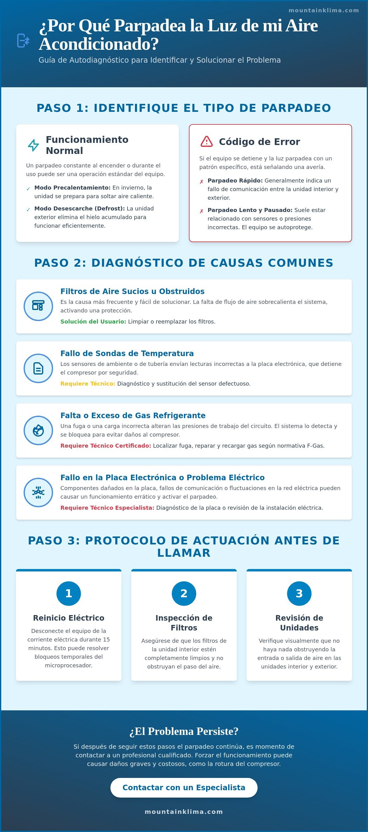 Por qué parpadea la luz del split