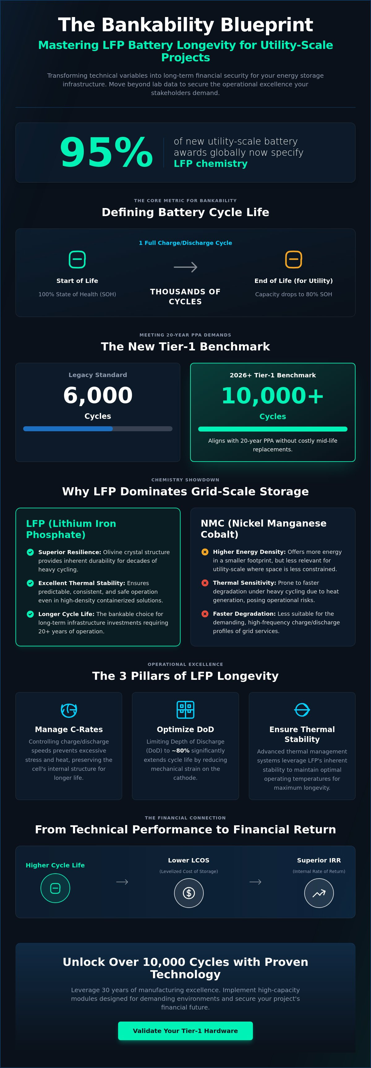 LFP battery cycle life for utilities