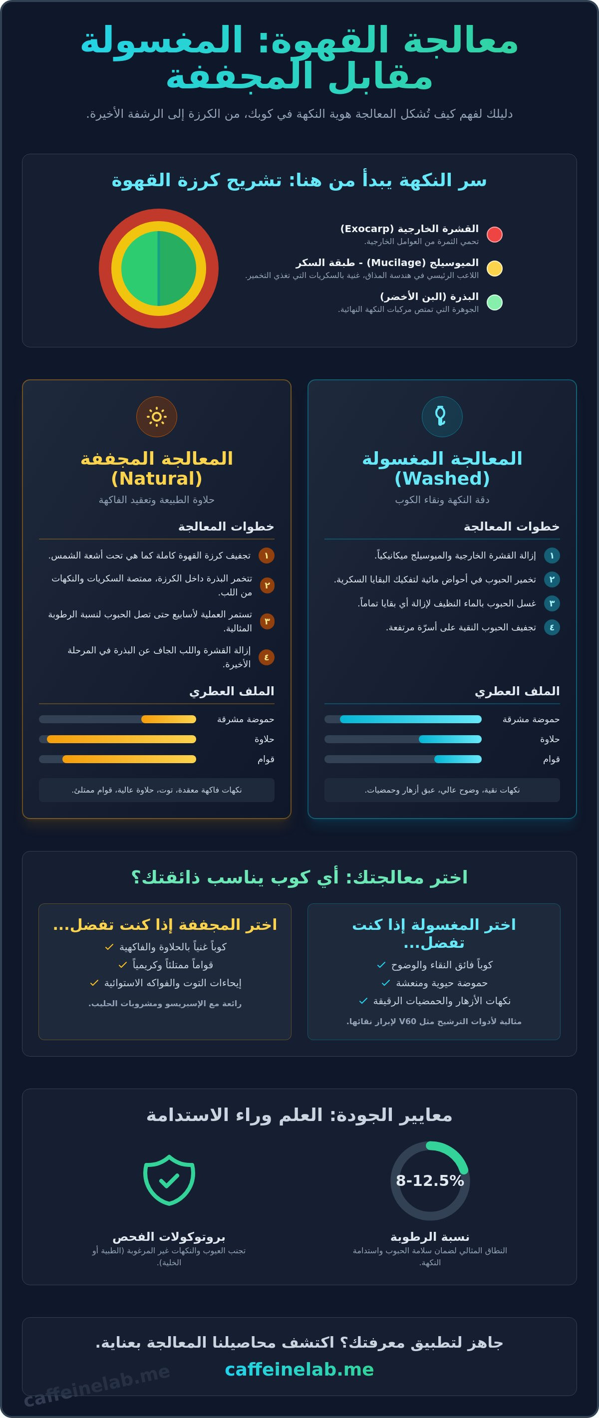 معالجة القهوة المغسولة والمجففة