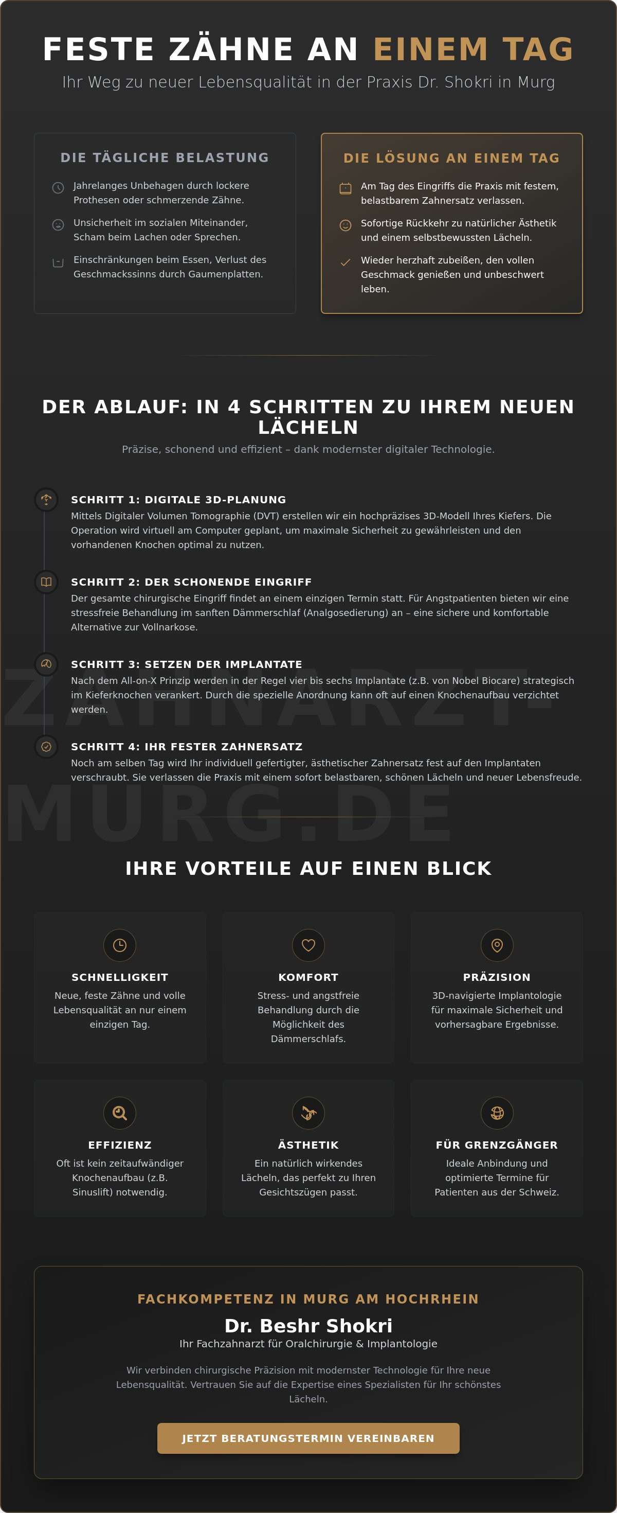 Feste Zähne an einem Tag Murg