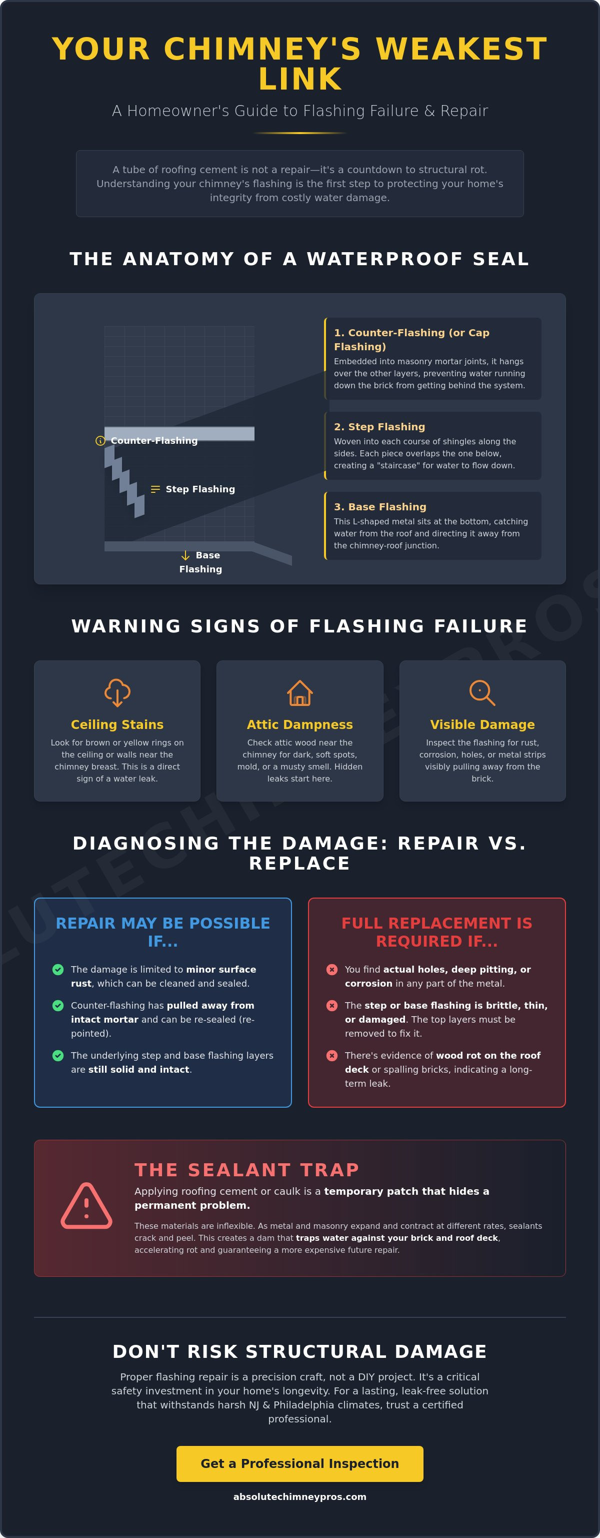 Fixing chimney flashing