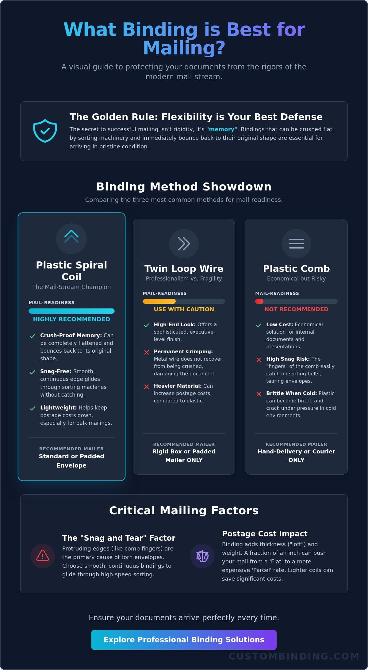 What binding is best for mailing
