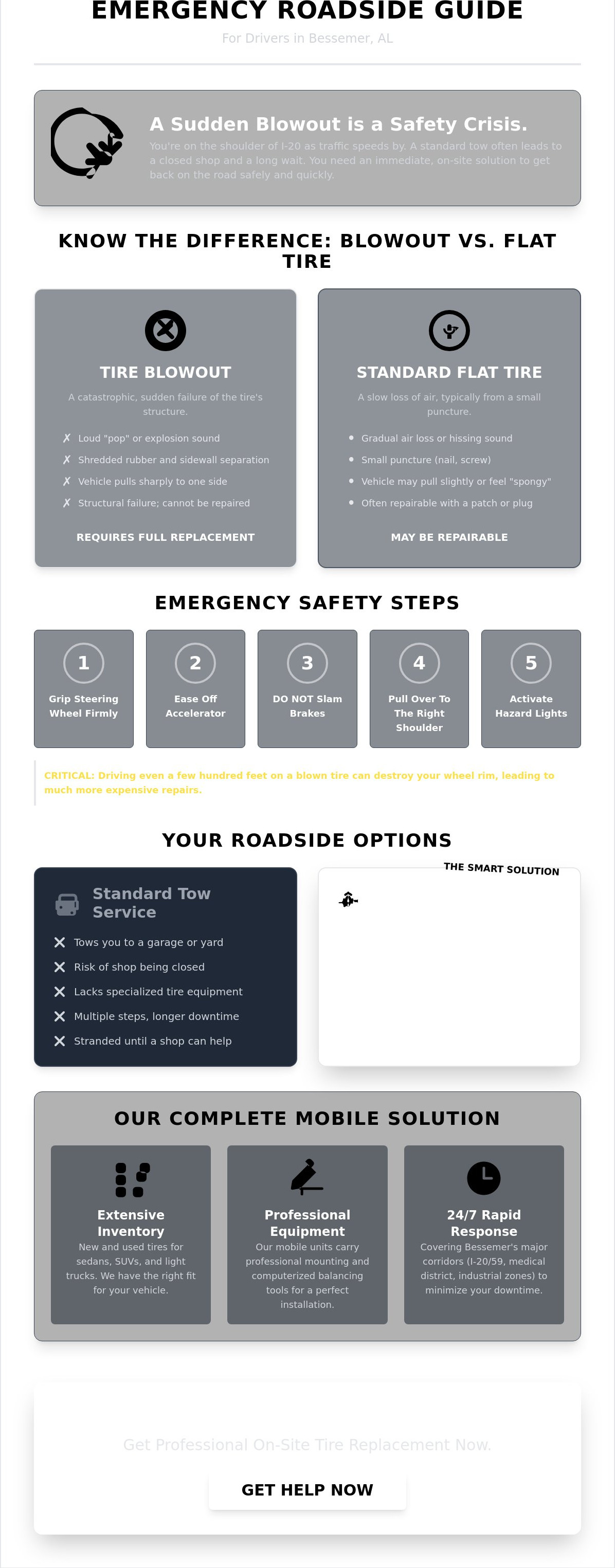 Roadside assistance for tire blowout Bessemer