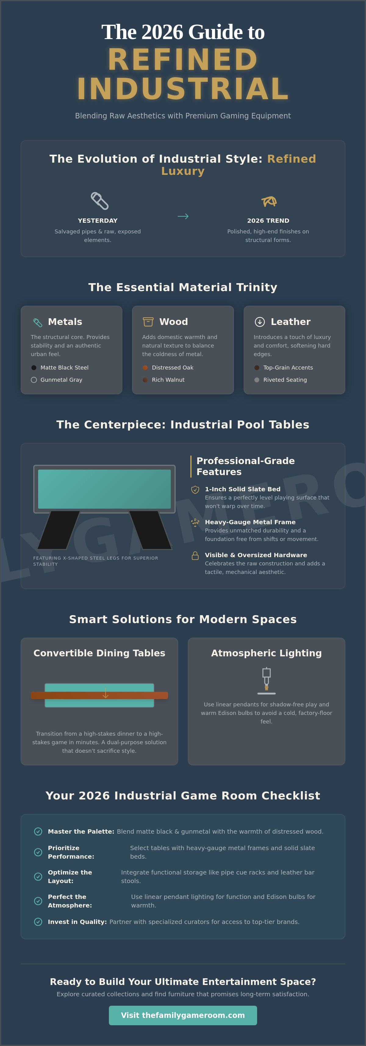 Industrial game room furniture