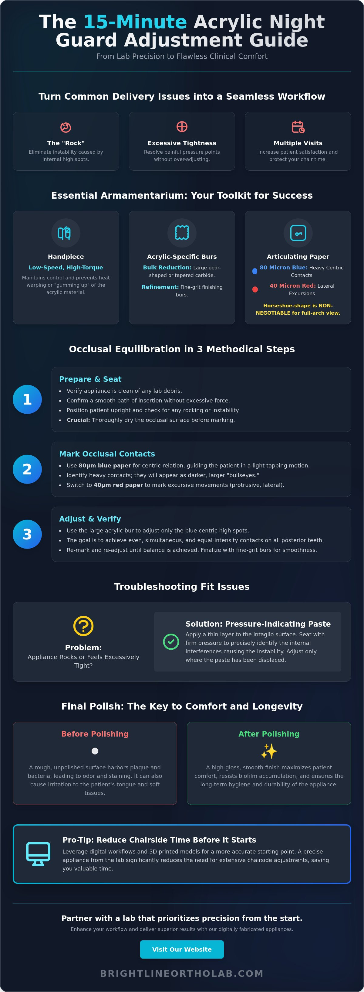 Acrylic night guard adjustment guide