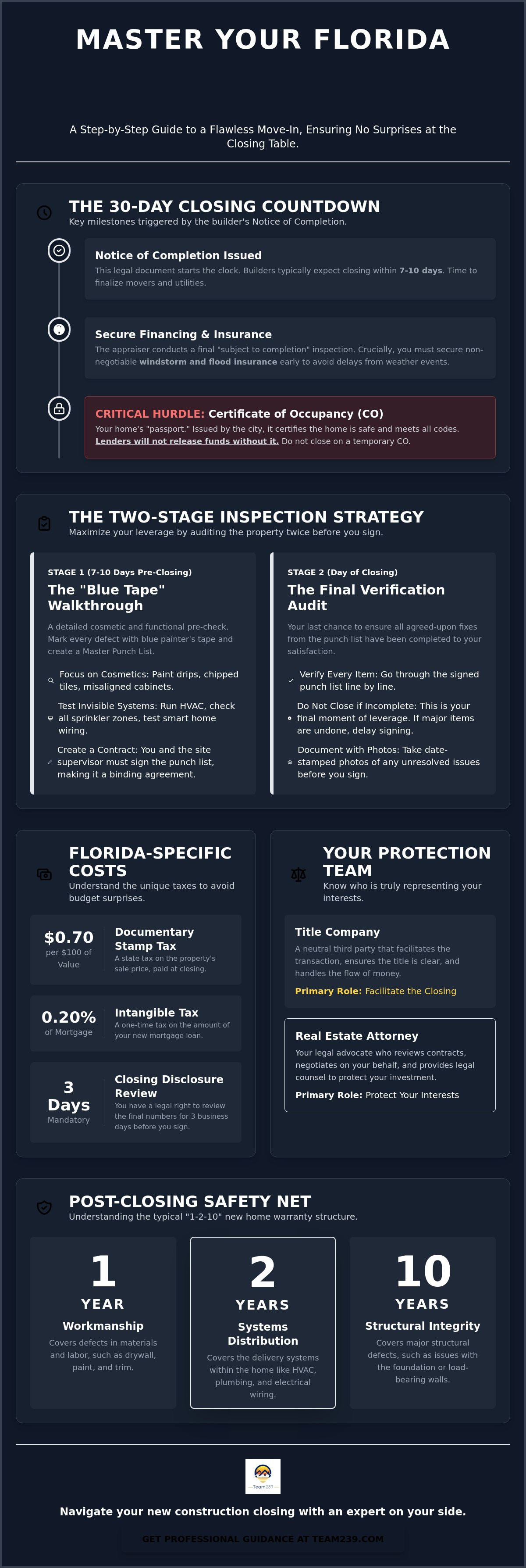New construction closing process checklist Florida