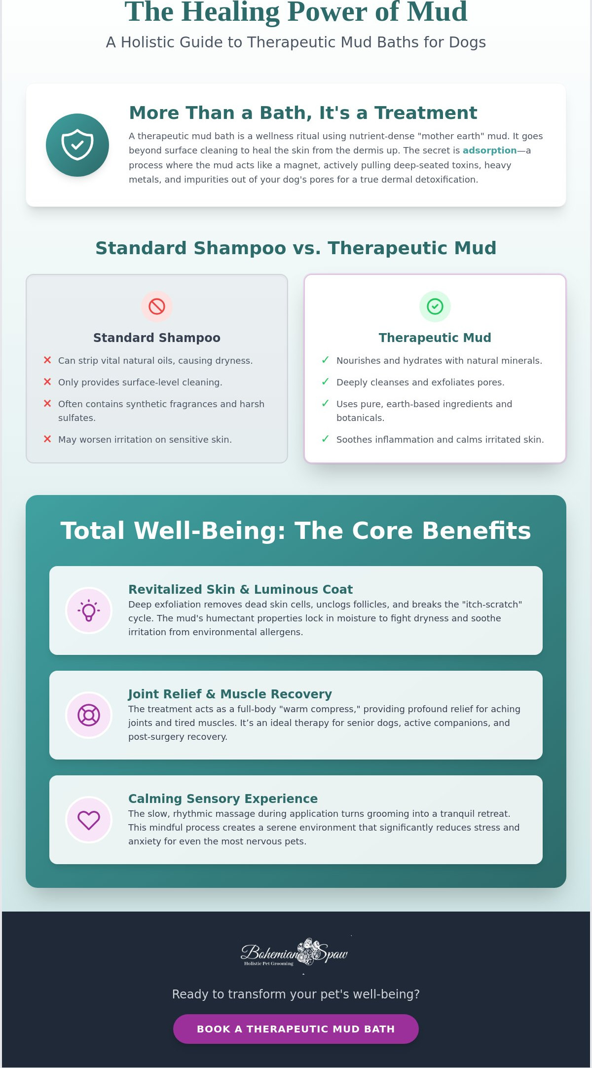 Benefits of dog mud bath treatment