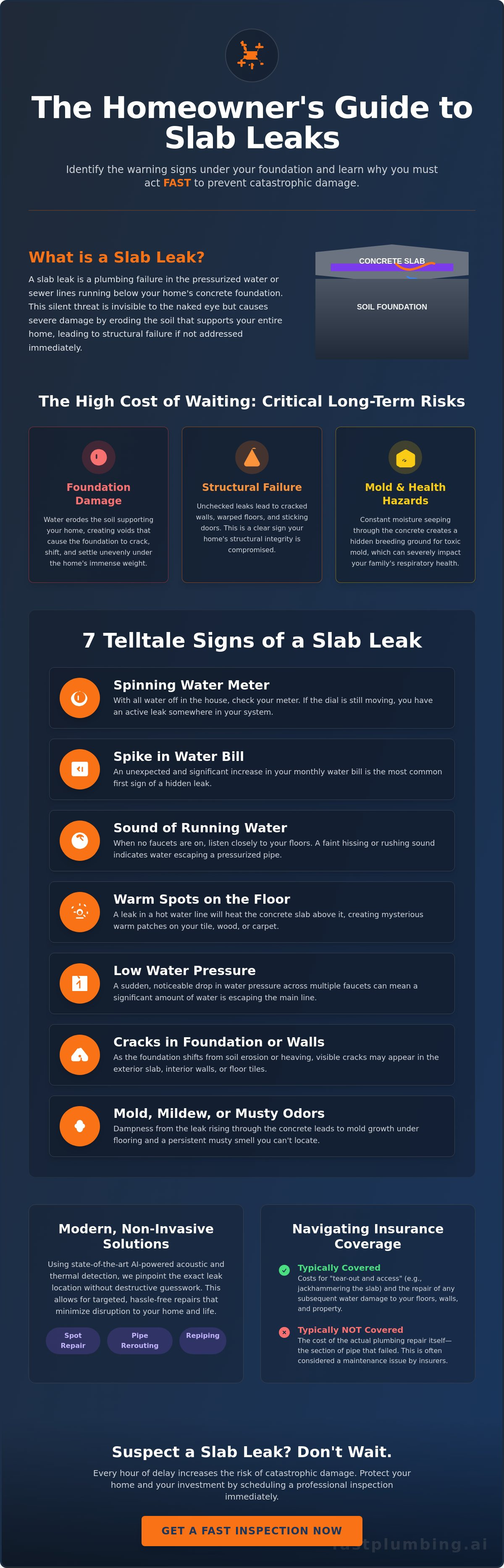 Signs of a slab leak under foundation