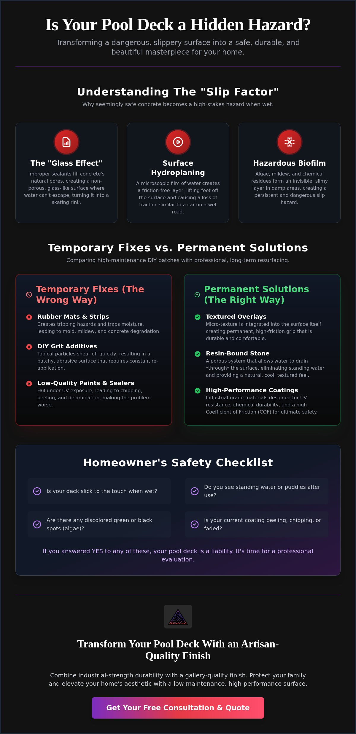 What to do about a slippery pool deck