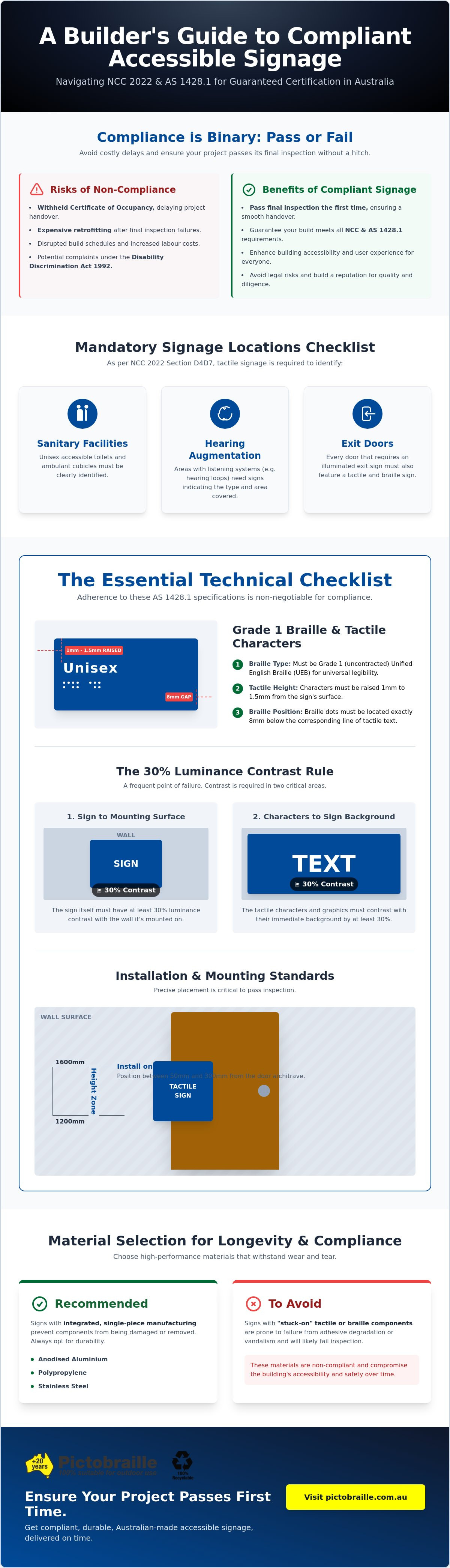Accessible signage for builders