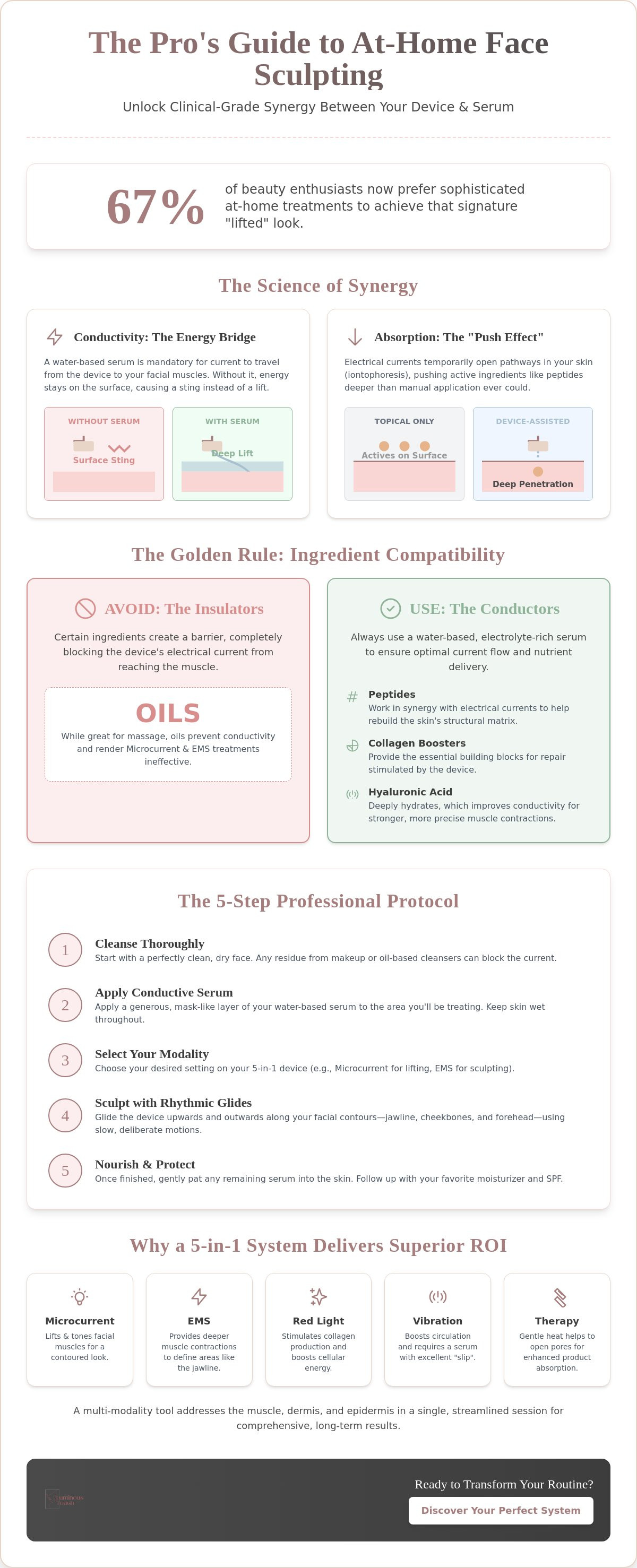 How to use face sculpting device with serum