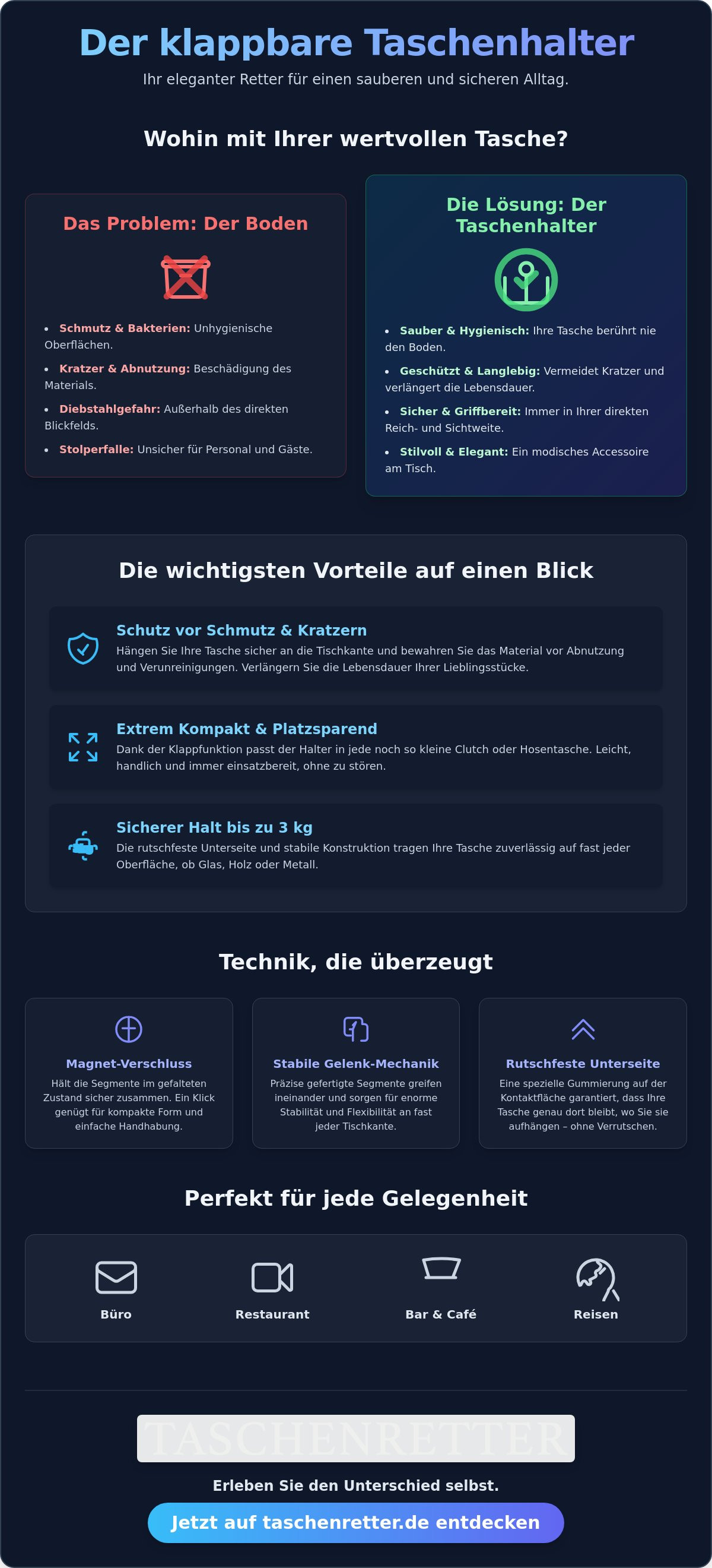 Taschenhalter klappbar