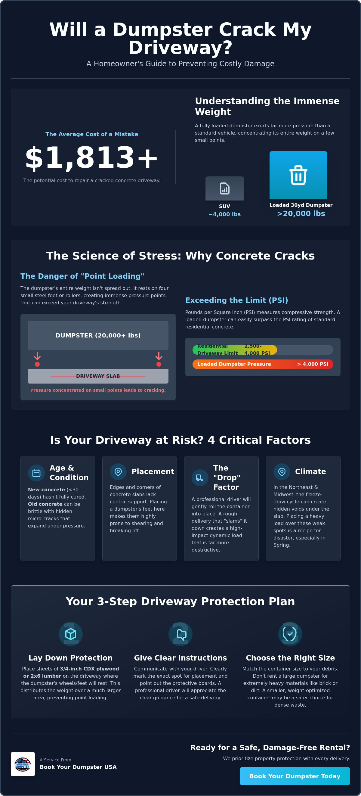 Can a dumpster crack my concrete driveway