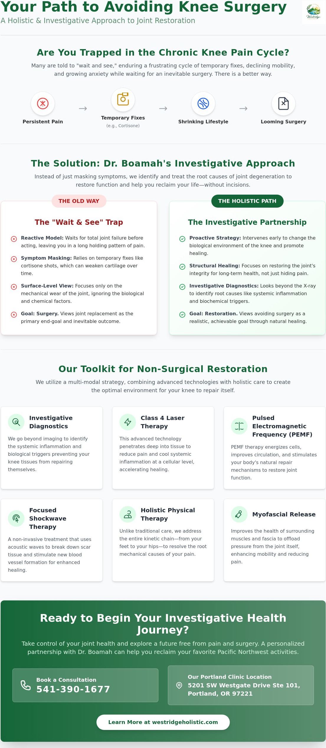 Avoiding knee surgery Hillsboro