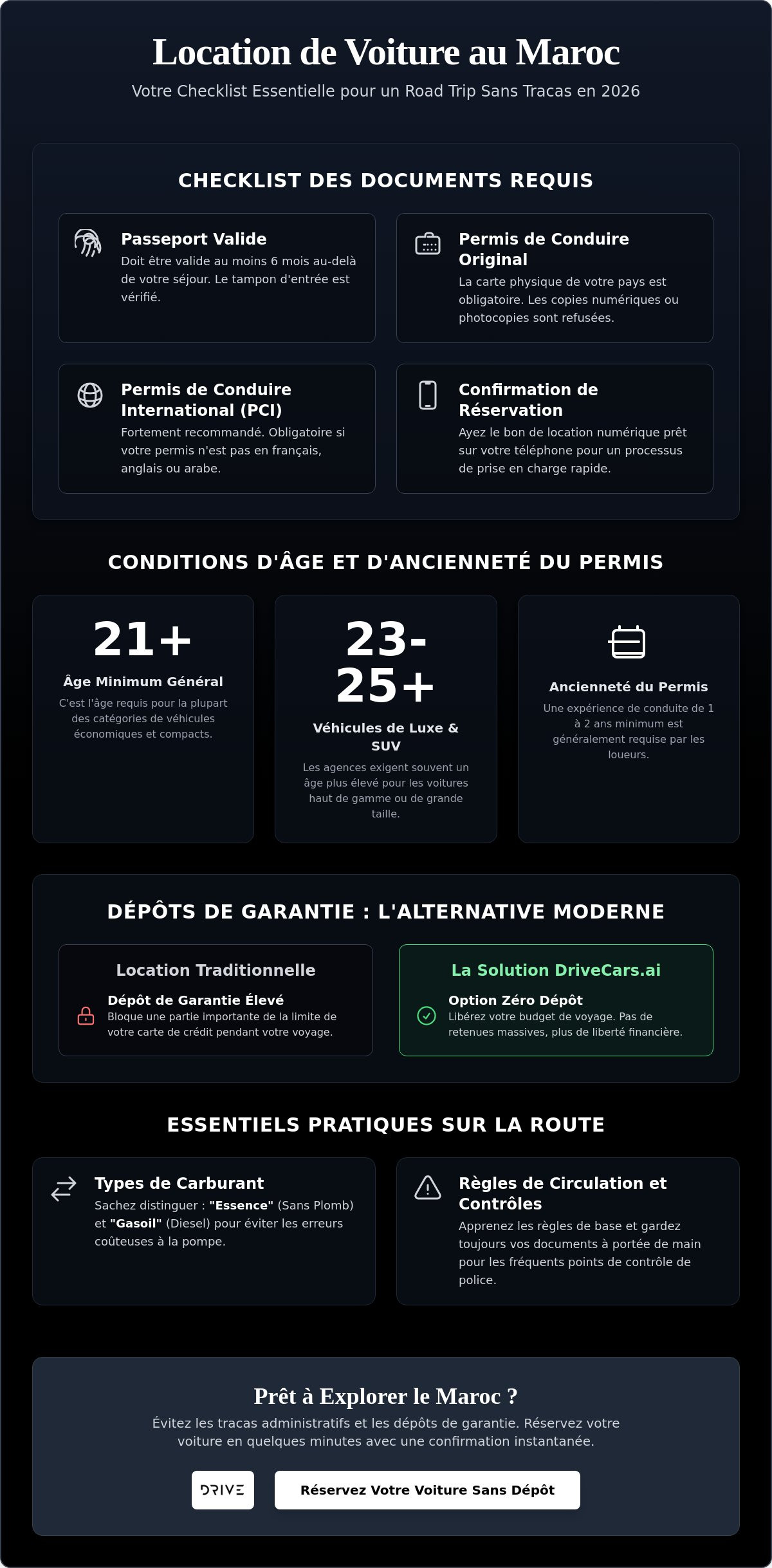 Exigences de location de voiture au Maroc pour les touristes