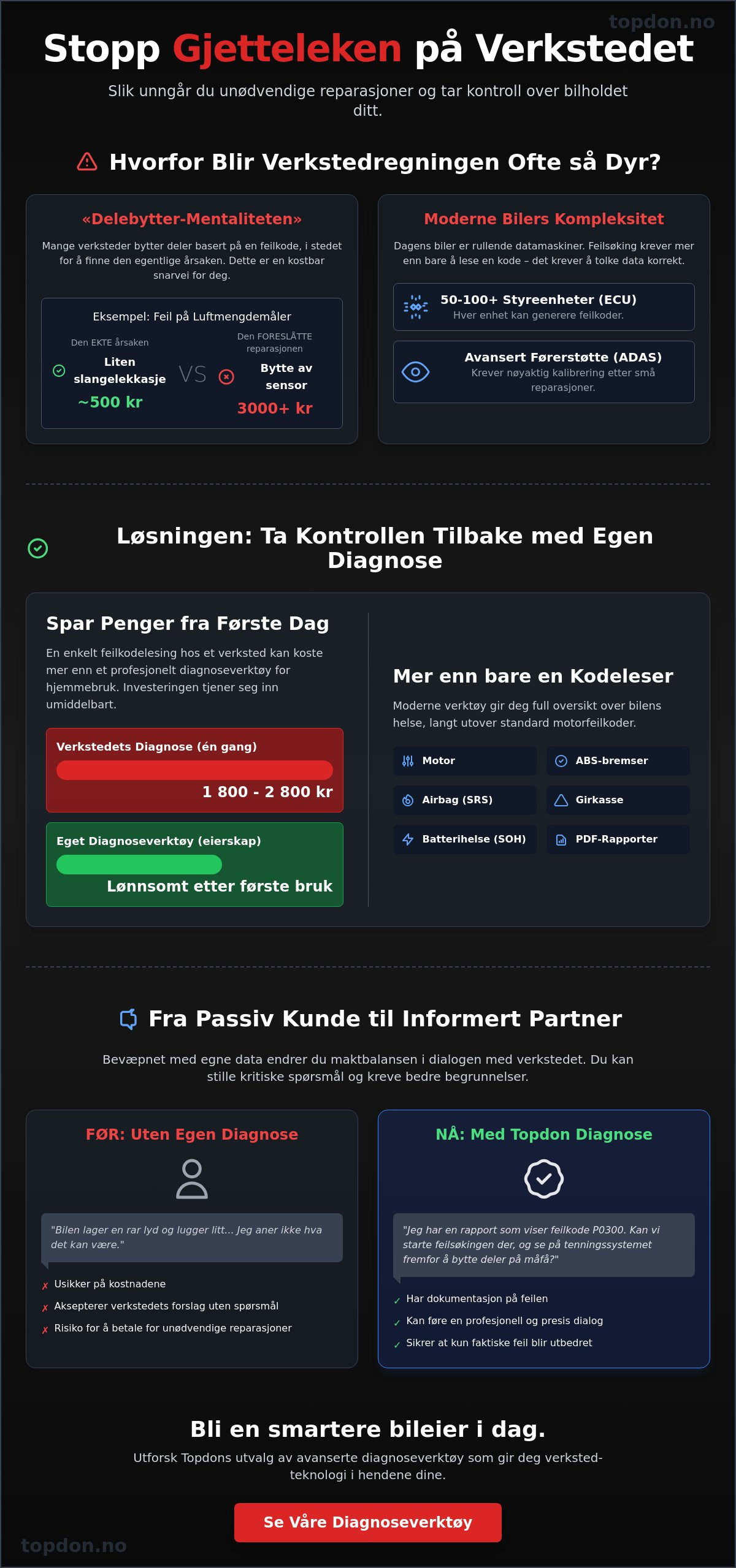 Kostnad ved feil diagnose bil