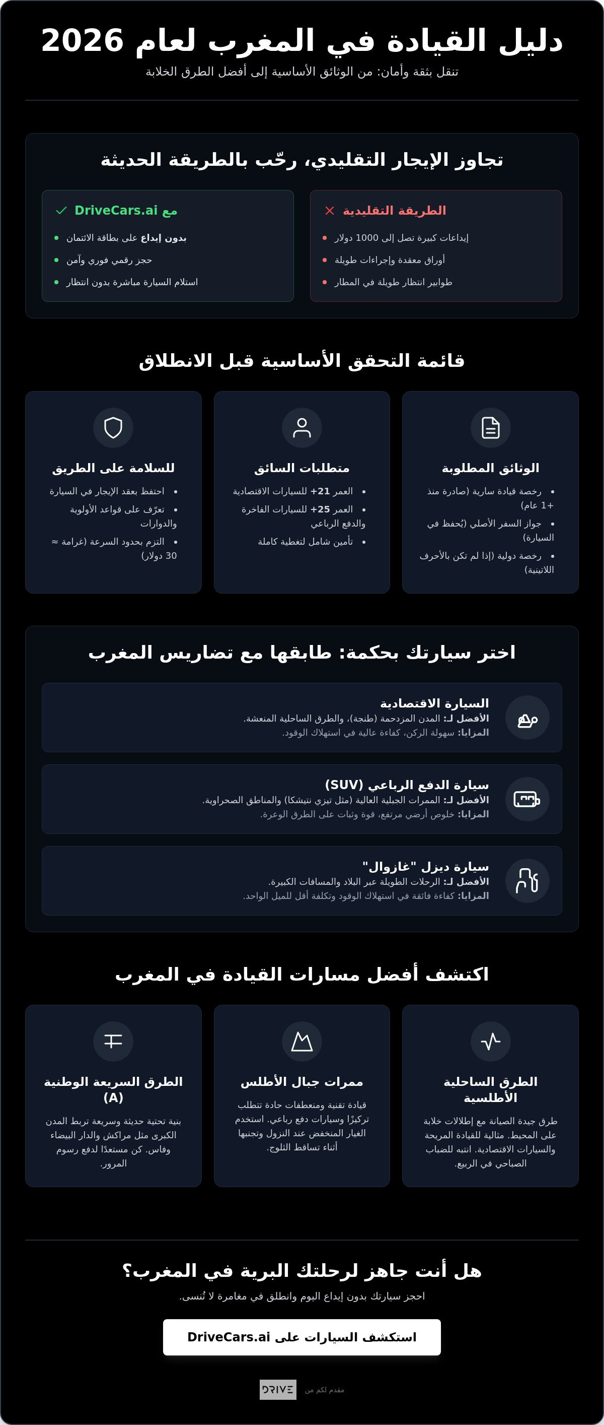 أفضل مسارات القيادة في المغرب