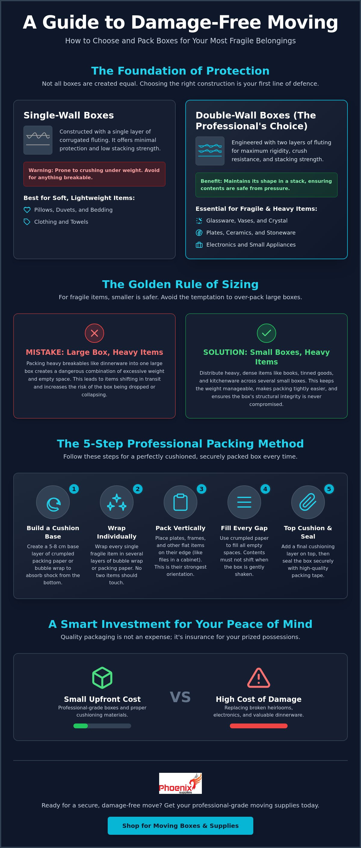 Moving boxes for fragile items