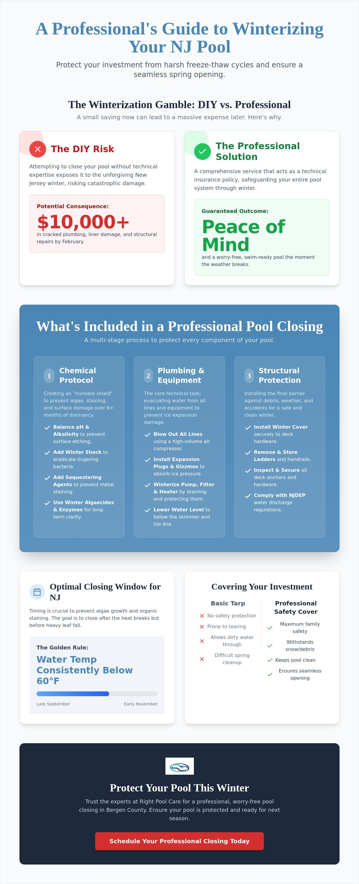 What's included in a professional pool closing