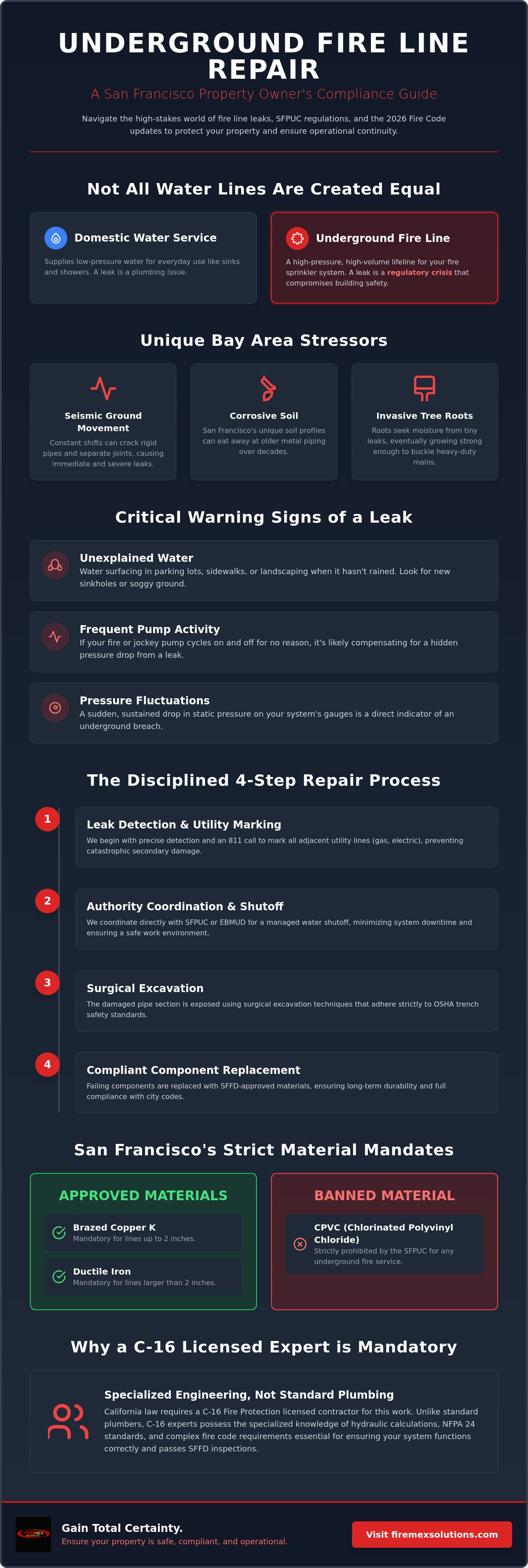 Underground fire line repair San Francisco