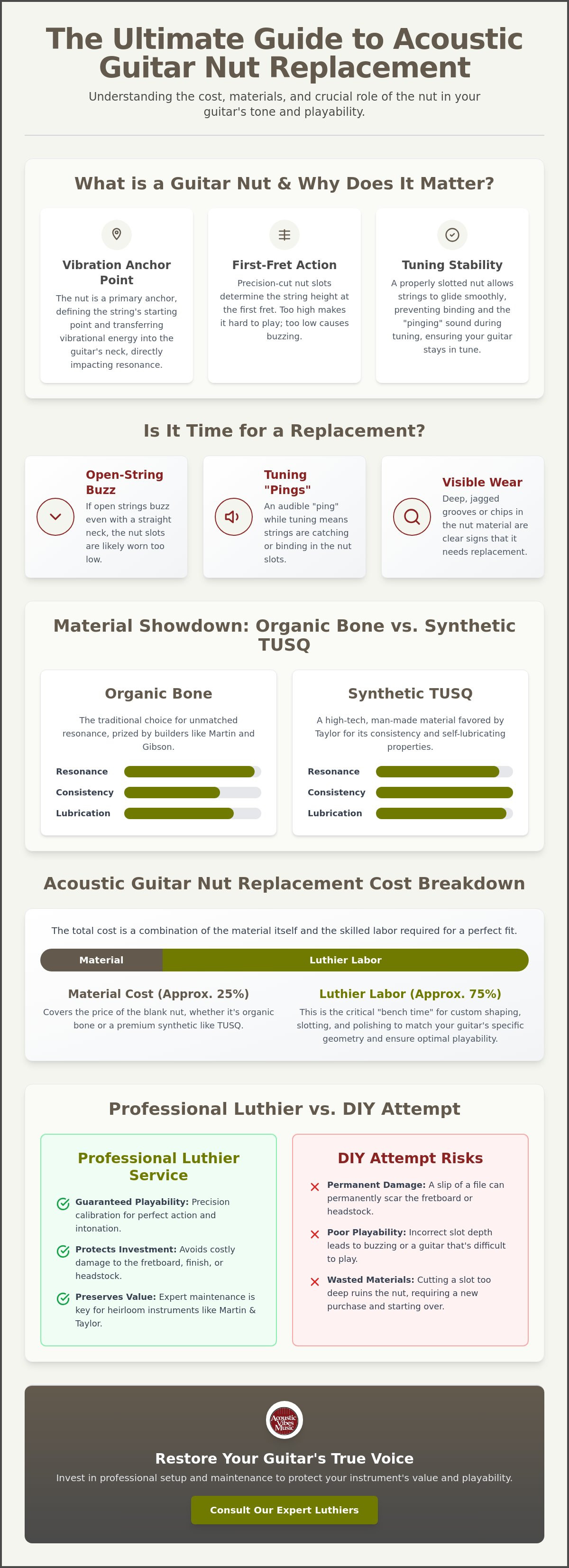 Acoustic guitar nut replacement cost