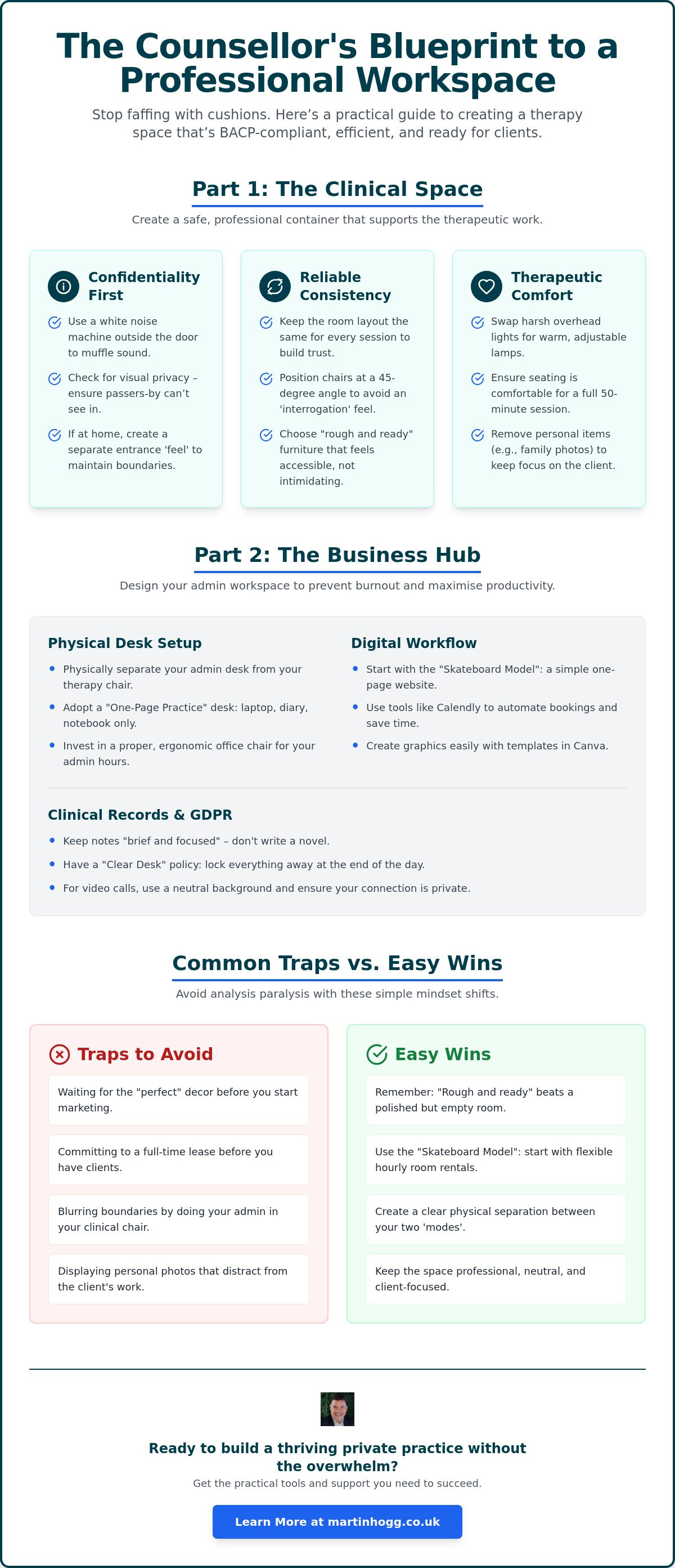 What is the best practise for a Counselling room and workspace