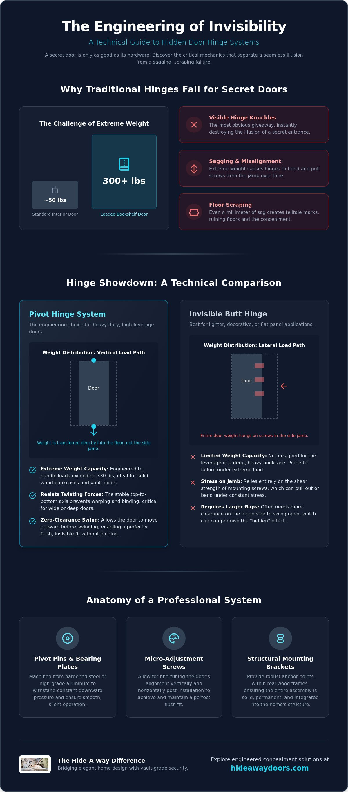 Hidden door hinge system