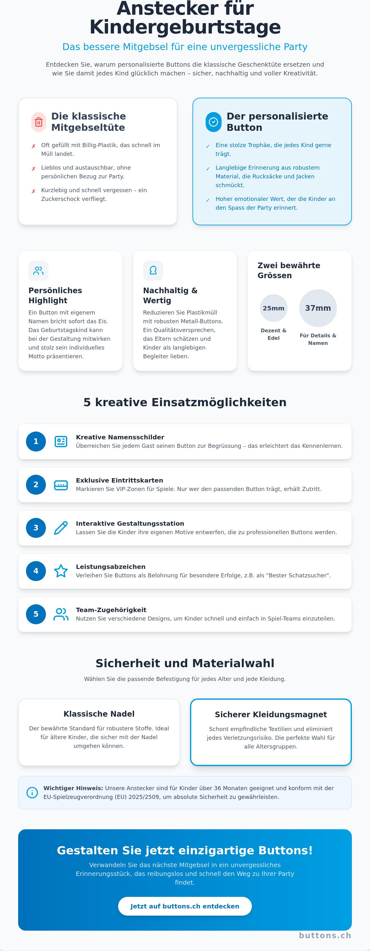 Anstecker für Kindergeburtstage