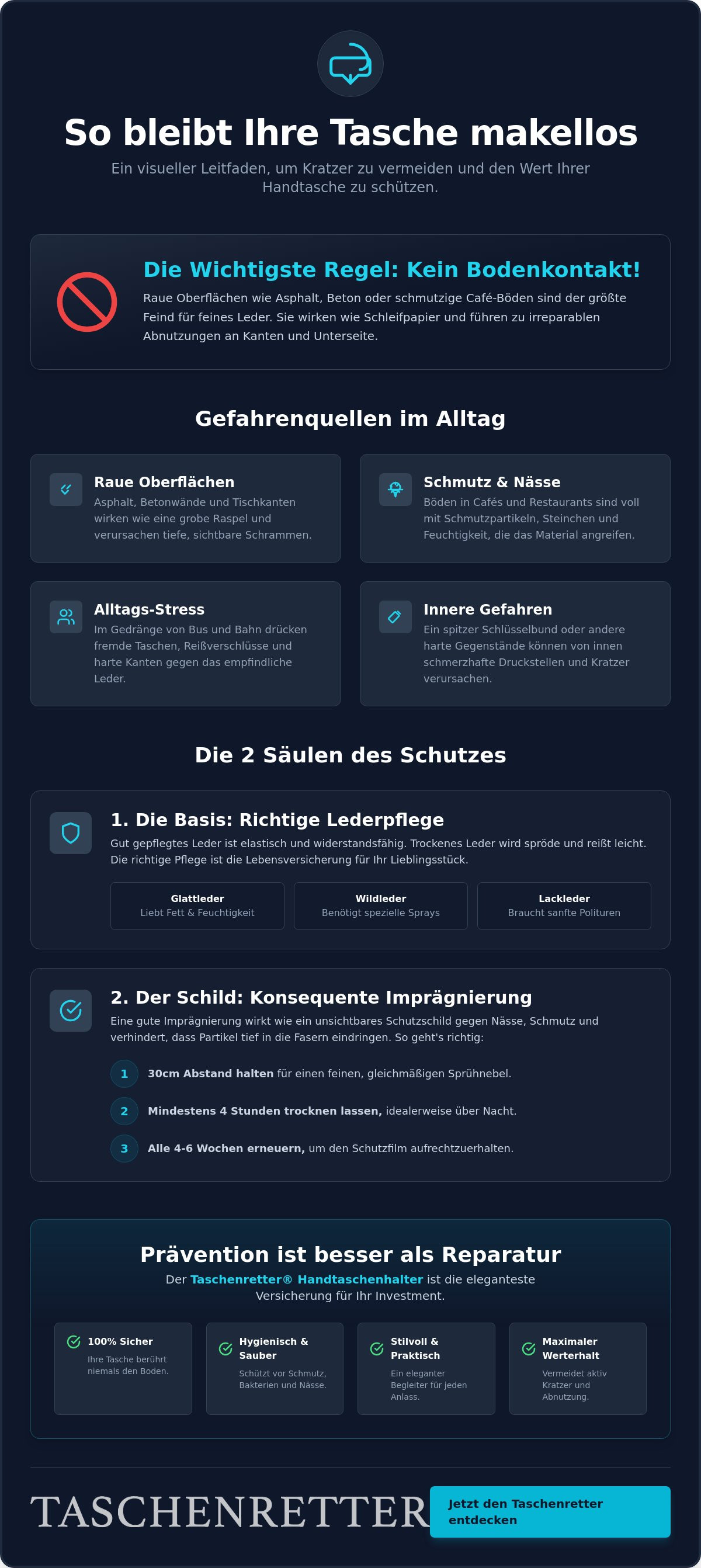 Handtasche vor Kratzern schützen