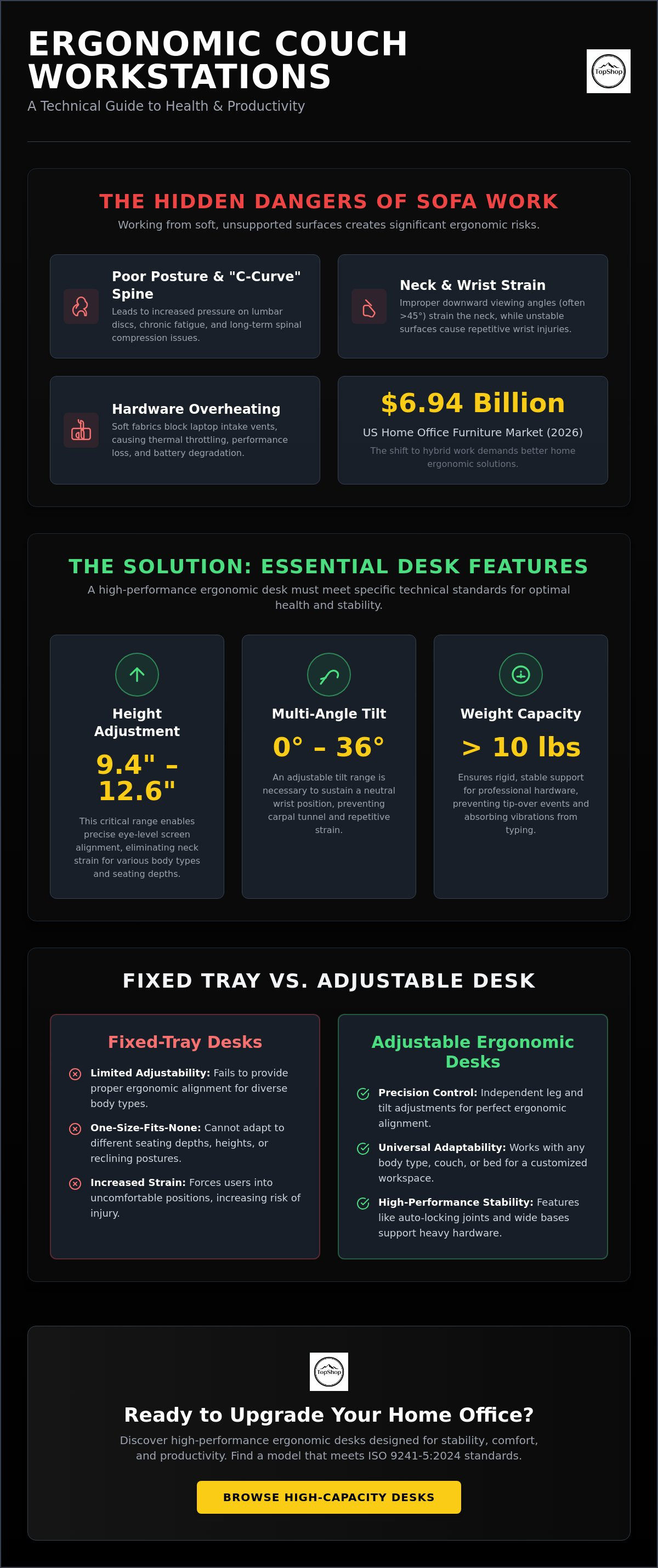 Ergonomic laptop bed desk for couch