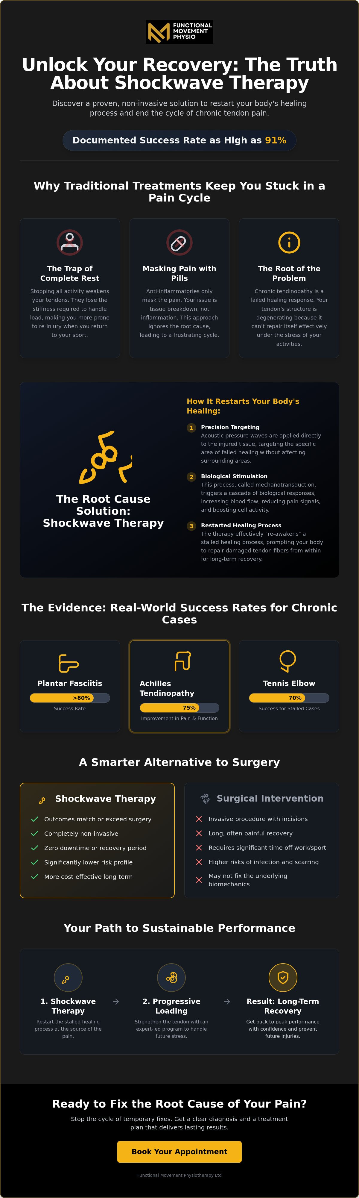 Success rate of shockwave therapy for tendinopathy