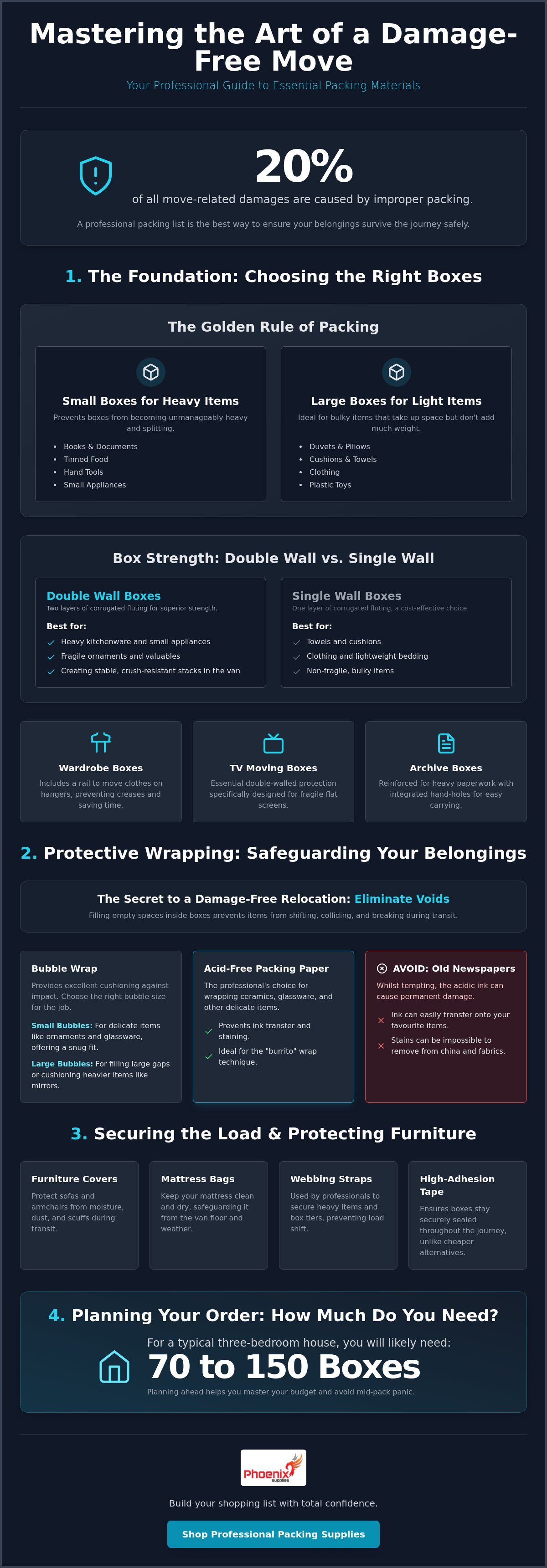 Packing materials list for moving