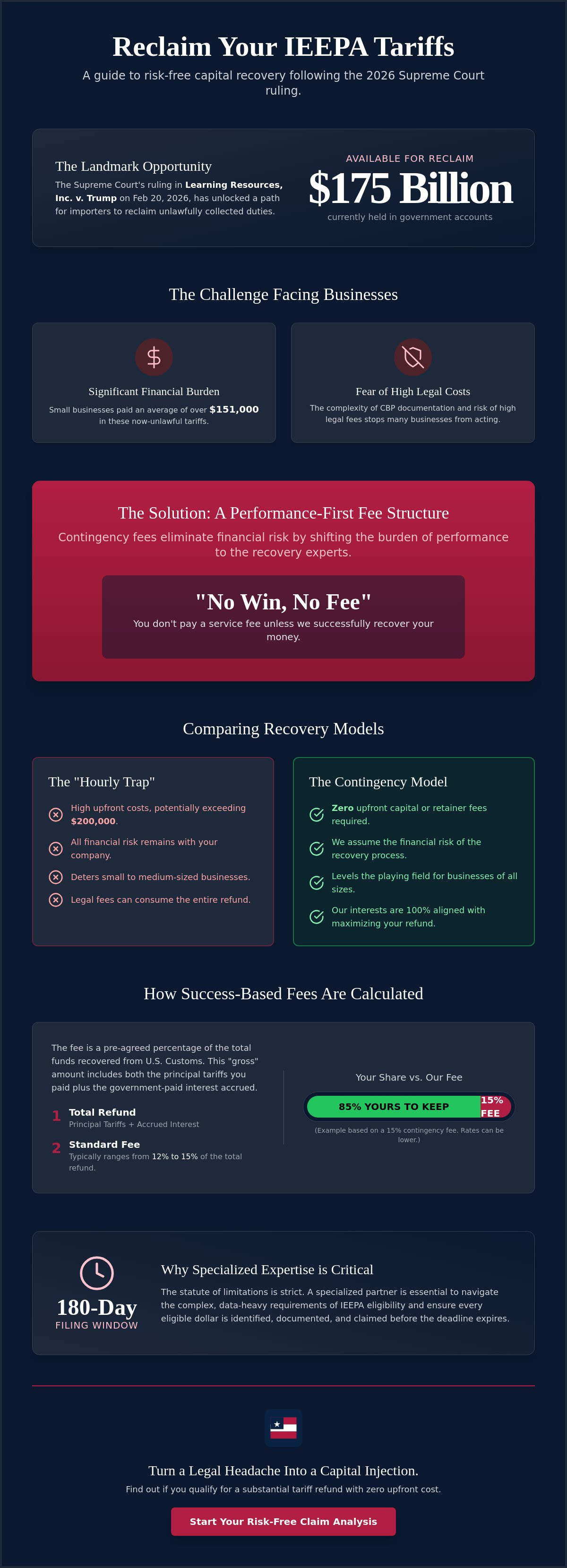 What is a contingency fee for tariff recovery
