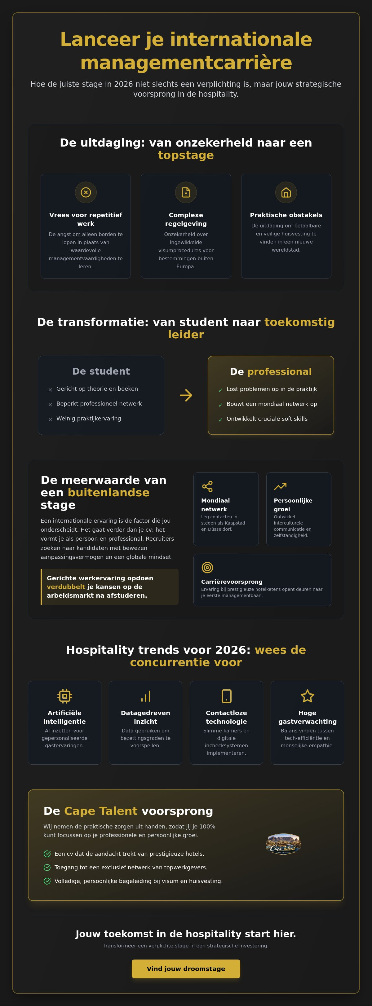 Stageplekken voor hotelschool studenten