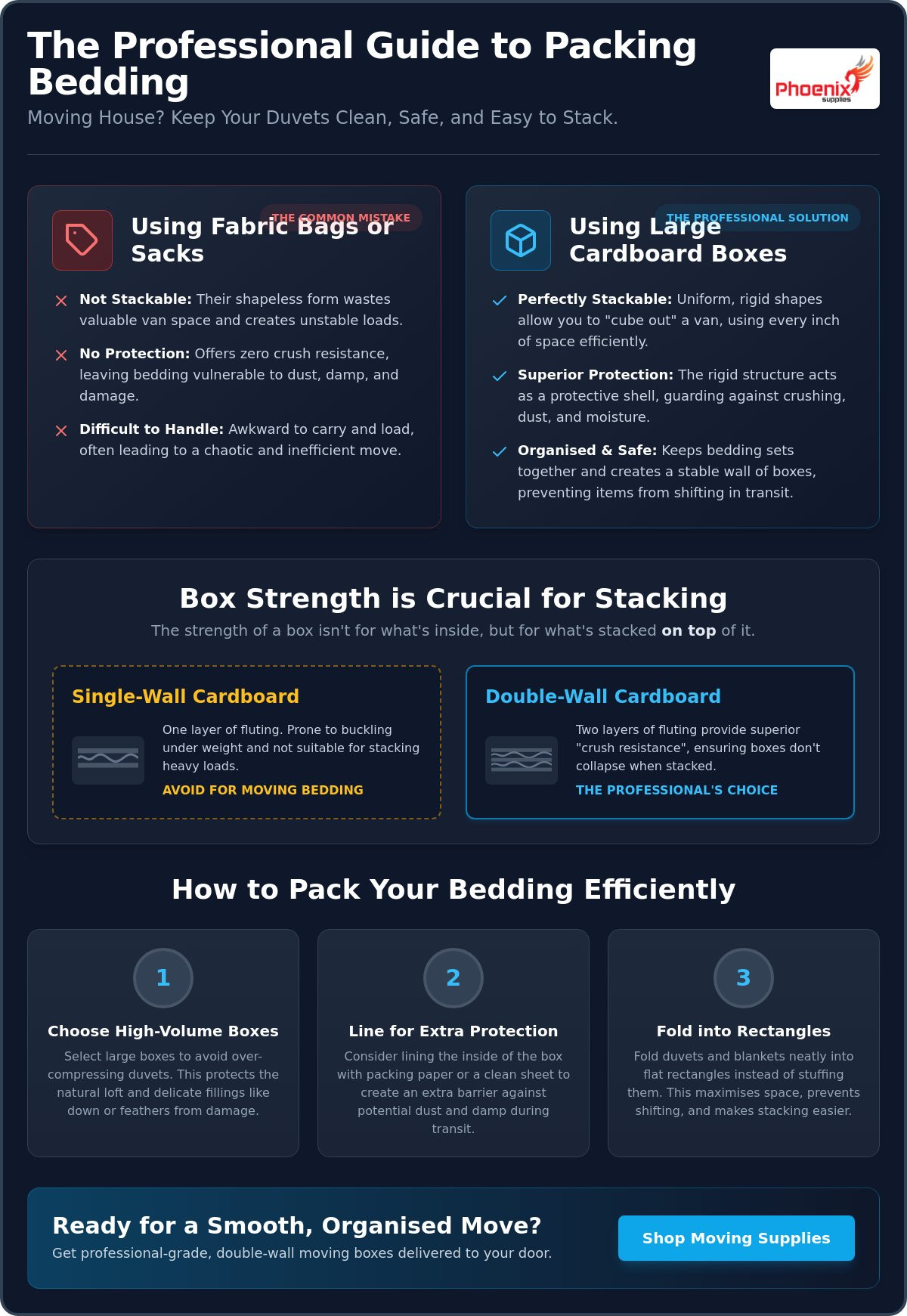 Large moving boxes for duvets