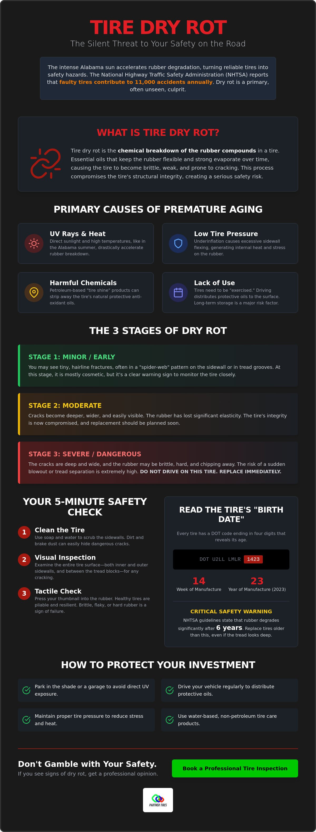 How to check for tire dry rot