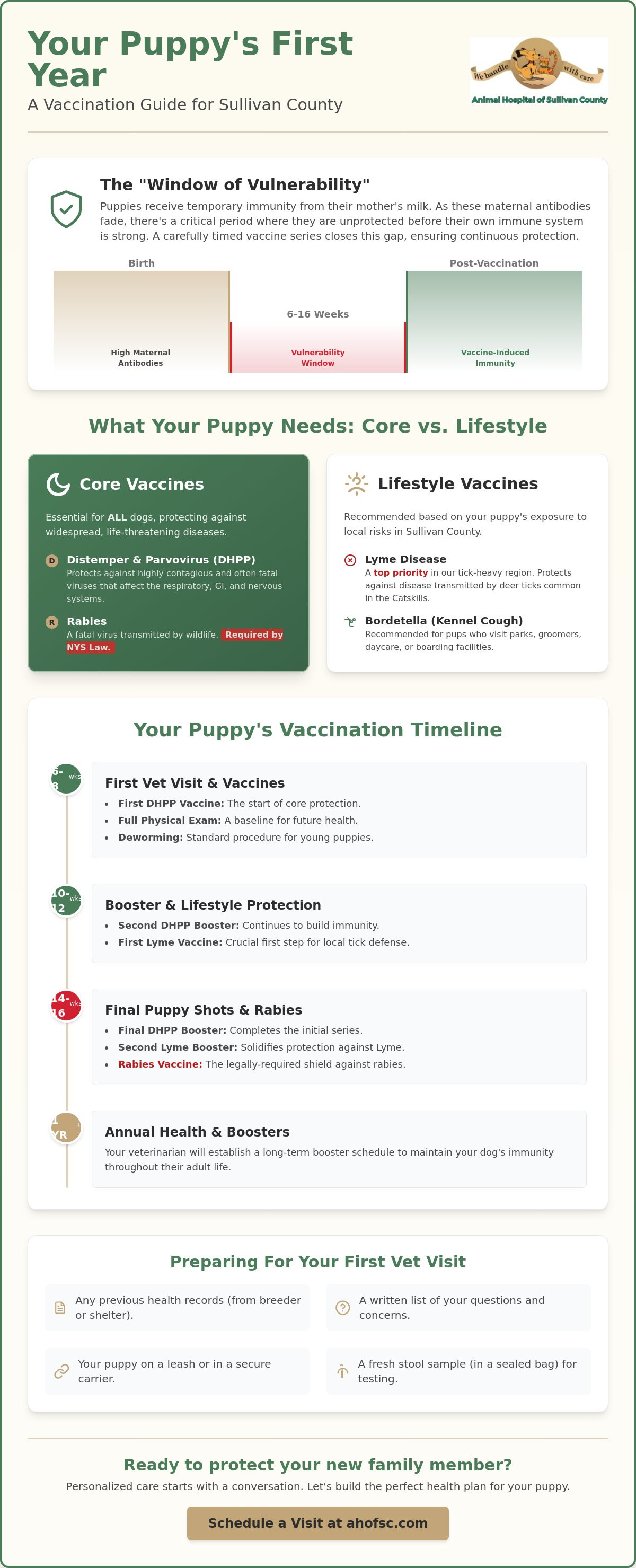 Puppy vaccination schedule Sullivan County