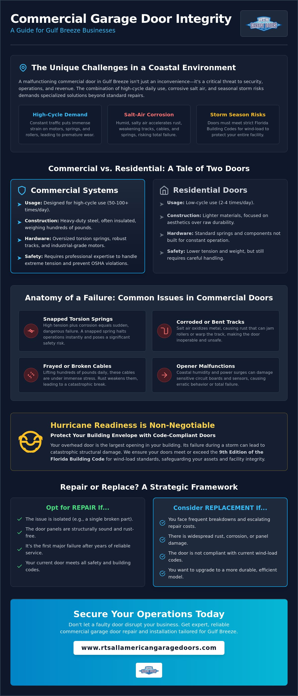 Commercial garage door repair Gulf Breeze