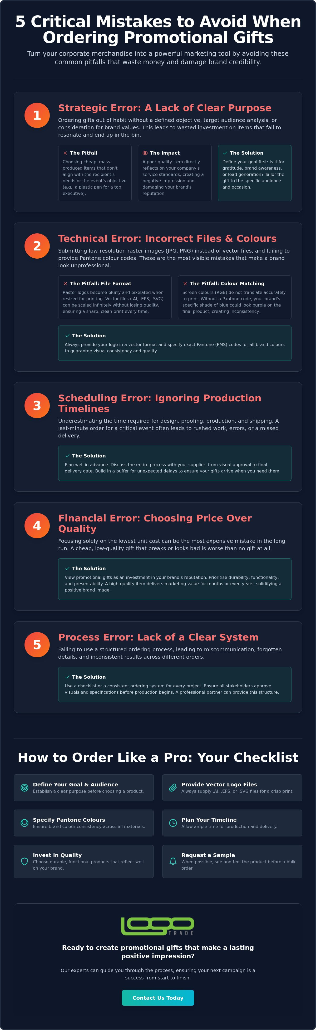 Promotional gift ordering mistakes