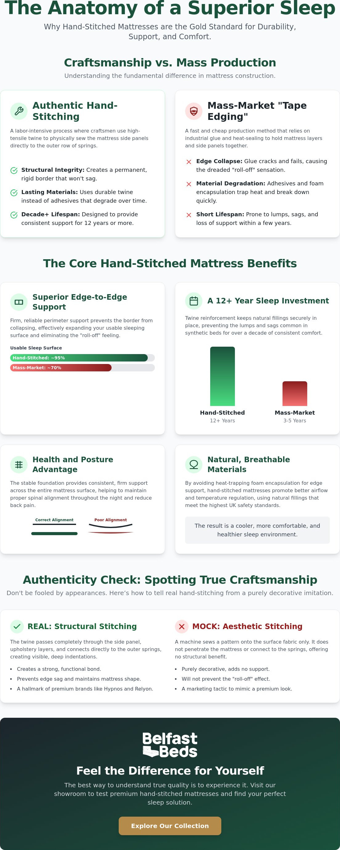 Hand-stitched mattress benefits