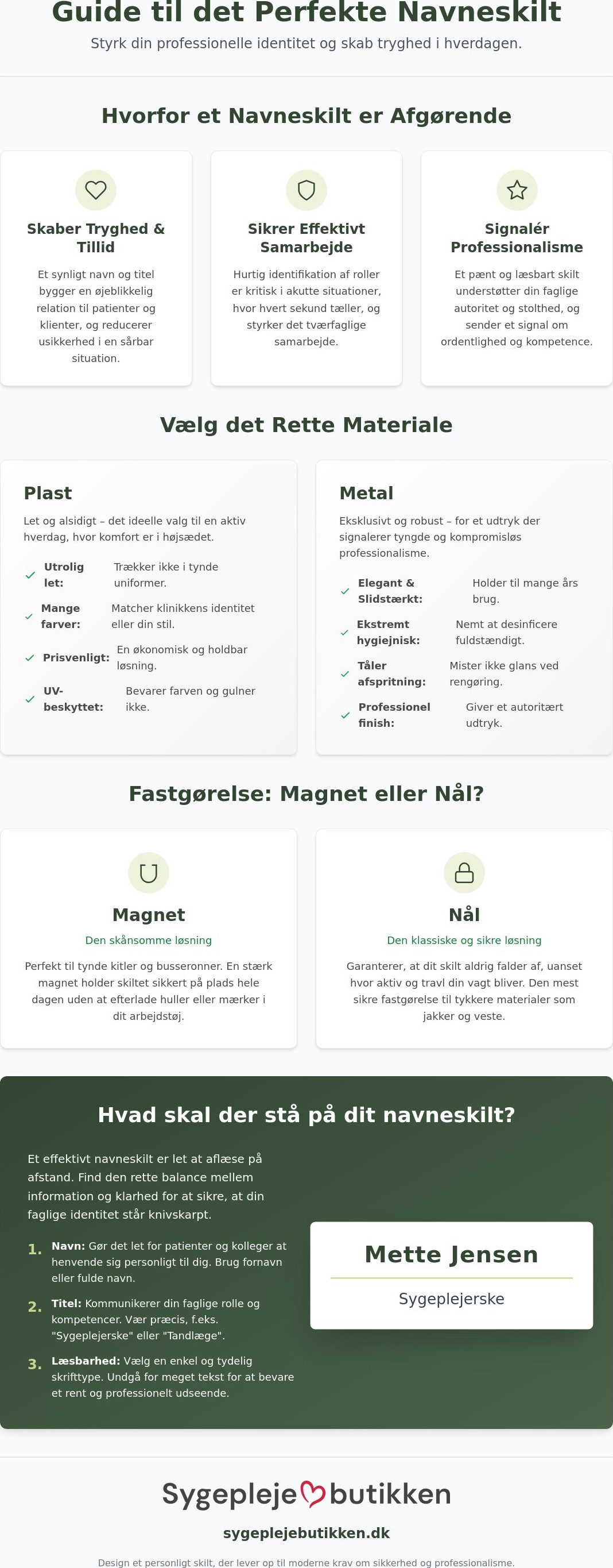 Navneskilt med titel og navn