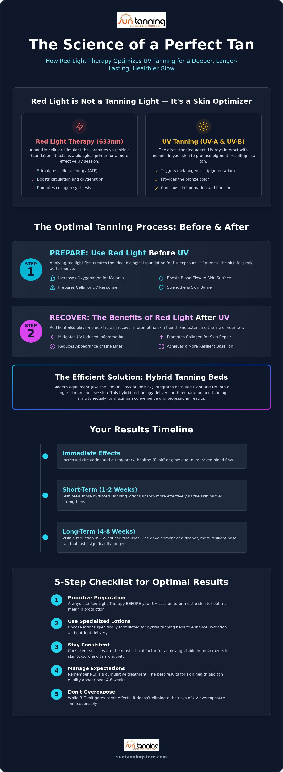 Red light therapy tanning bed before and after