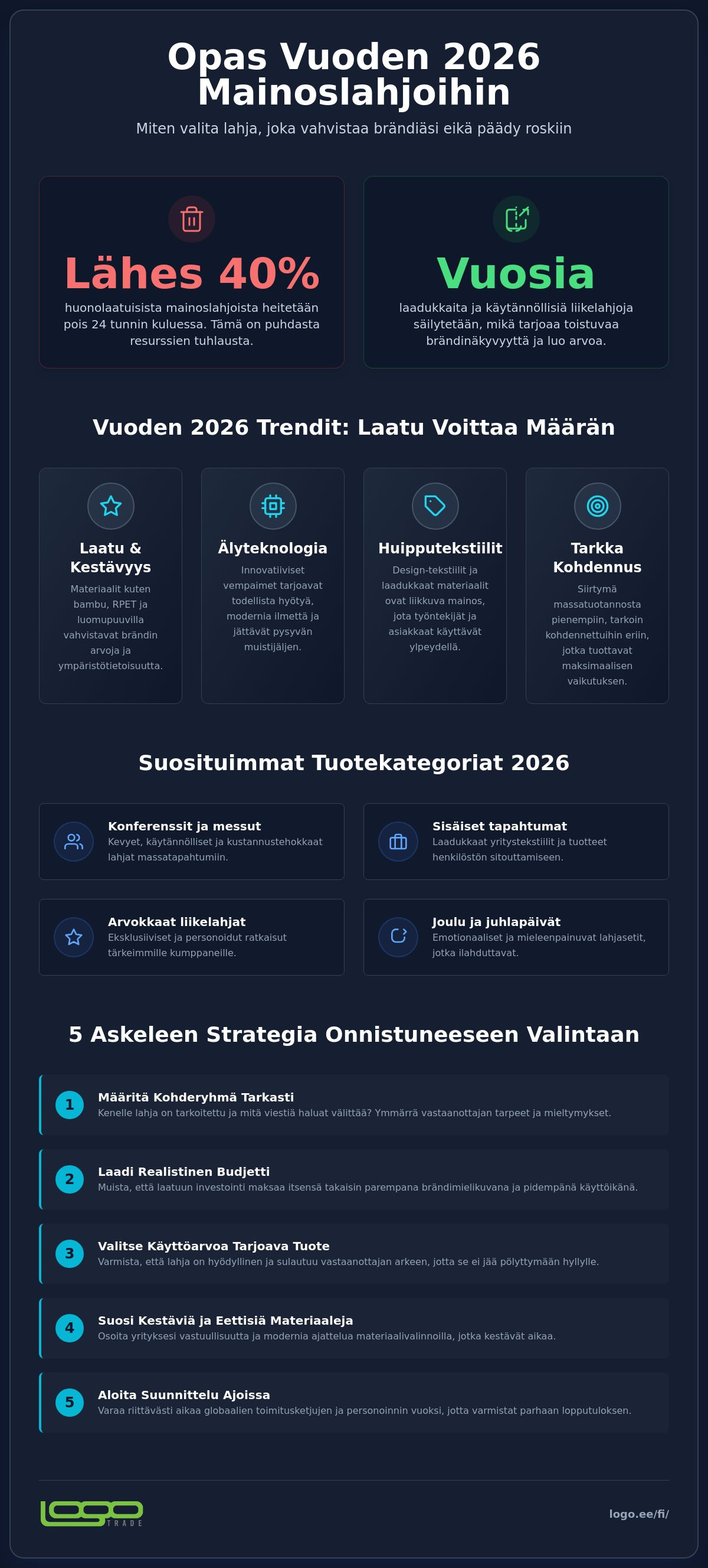 Logotuotteiden luettelo 2026
