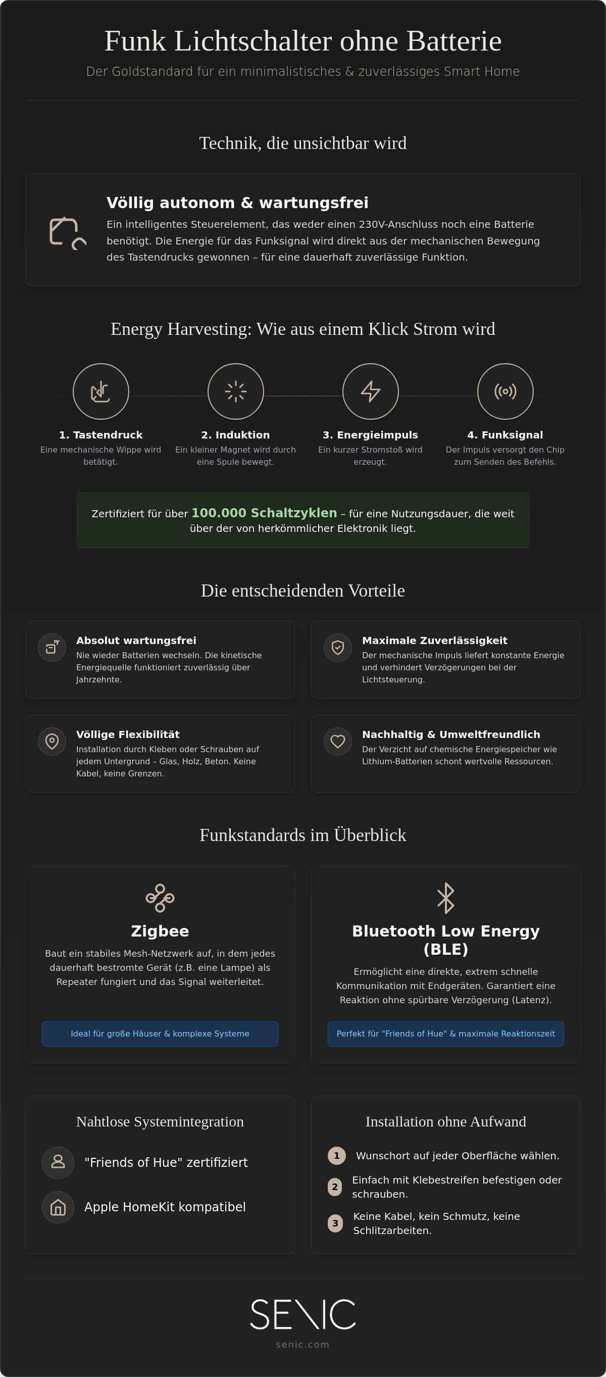 Funk Lichtschalter ohne Batterie
